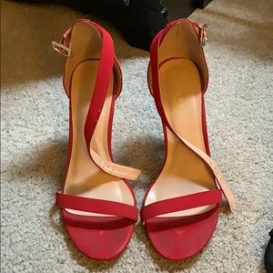 Size 9 red stiletto heel single strap with ankle